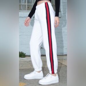 Brandy Melville Rosa sweatpants white with red and blue stripes RARE